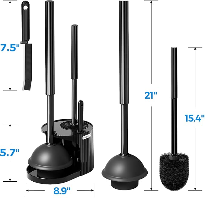 FORASTO 3Pack 3 in 1 Toilet Brush and Plunger Set,Toilet Bowl Brush Plunger Set,Toilet Brush Plunger Combo,Cleaning Brush,Cleaning Supplies, Crevice Cleaning Brush, Bathroom Cleaning Tools.