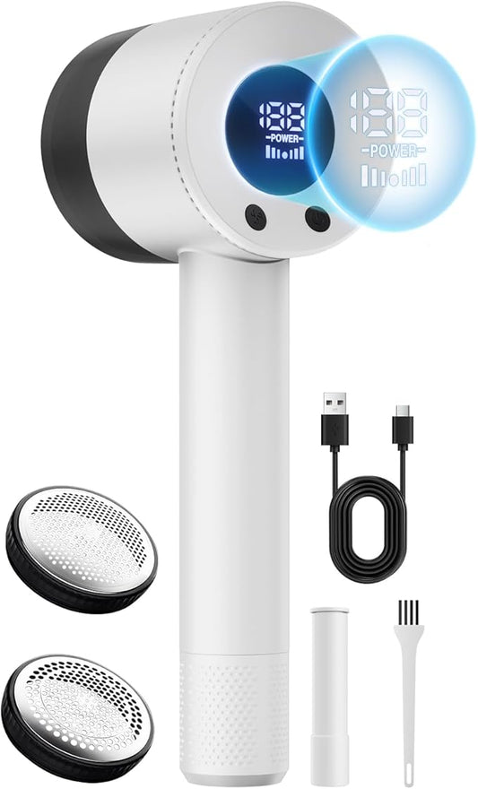 Heapsion Fabric Shaver Lint Remover, 10700 RPM Sweater Shaver with 6-Blade Head, Hidden Lint Roller, 3-Speed Fuzz Remover, LED Display, Type-C Rechargeable for Clothes & Furniture