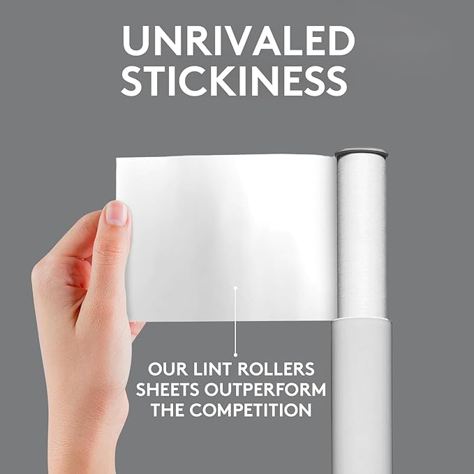 Flint Classic White Retractable Mini Lint Roller with 30 Extra Sticky Sheets, Small and Portable Lint Roller, Ideal Pet Hair Remover, Travel Lint Rollers for pet Hair Extra Sticky