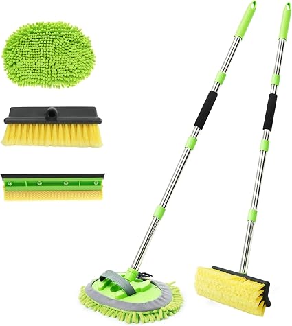 2 Pack 62" Car Wash Brush with Long Handle, Chenille Microfiber Car Wash Mop Mitt, Scratch-Free Soft Bristles Brush , Wi