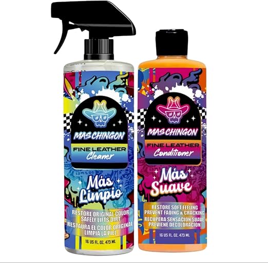 Mas Chingon Fine Leather Cleaner and Fine Leather Conditioner Kit for Use on Leather Apparel, Furniture, Car Interiors, 