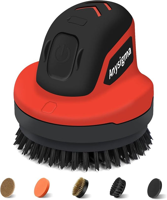 Electric Grill Brush for Outdoor Grill- 4 Replaceable Heads, 3000mAh IPX7 Waterproof BBQ Cleaning Scrubber for Kitchen & Car & Bathroom - Ideal Mother’s for Grill Lovers, Dad, Mom