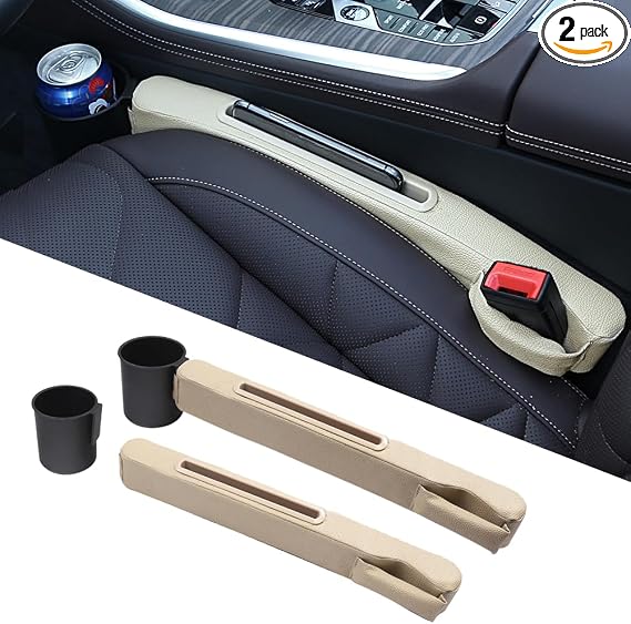 Advanced 3in1 Car Seat Gap Filler with Pocket Organizer and Removable Cupholder,Console Side Pocket Organizer,Car Seat G