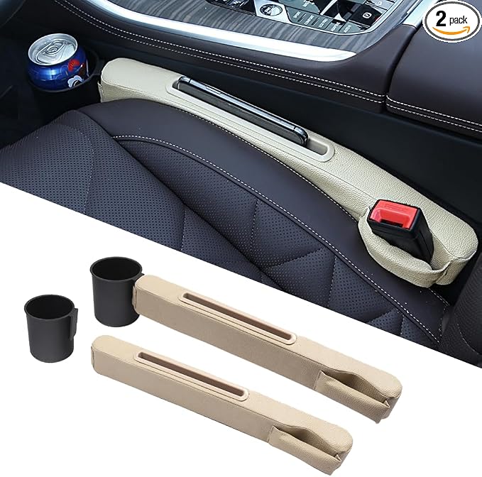 Advanced 3in1 Car Seat Gap Filler with Pocket Organizer and Removable Cupholder,Console Side Pocket Organizer,Car Seat G