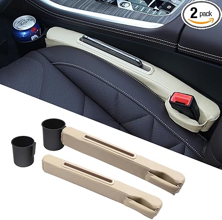 Advanced 3in1 Car Seat Gap Filler with Pocket Organizer and Removable Cupholder,Console Side Pocket Organizer,Car Seat G