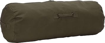 Heavy Duty Cotton Canvas SIDE ZIPPER Duffle Bag with Pin - Olive Drab, Standard - 36" x 13" x 13"