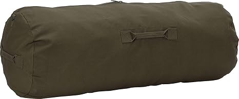 Heavy Duty Cotton Canvas SIDE ZIPPER Duffle Bag with Pin - Olive Drab, Standard - 36" x 13" x 13"