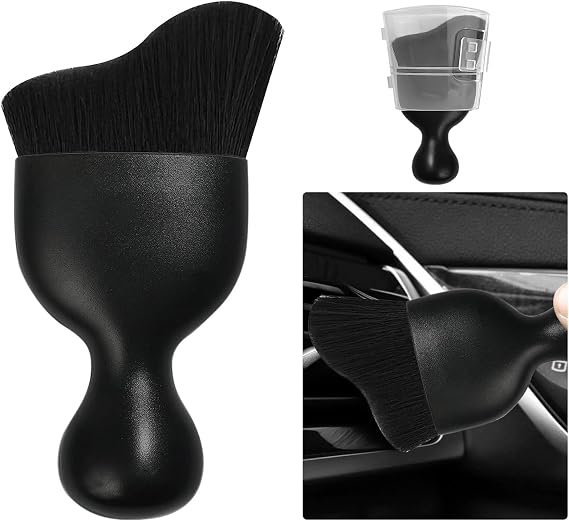 Ziciner Car Detailing Brush, Curved Soft Bristles Auto Removal Dust Collectors, Universal Vehicle Dashboard, Air Conditi