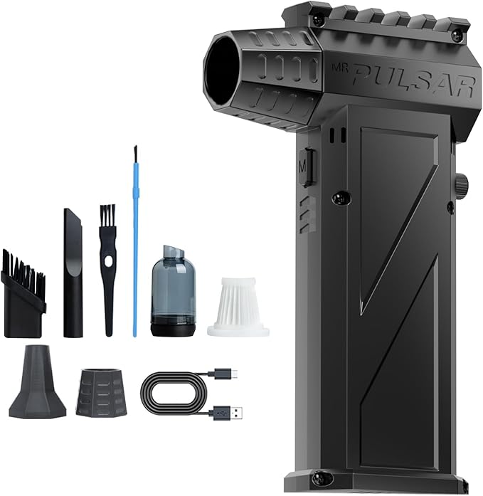 Compressed Air Duster, 180000RPM Electric Car Vacuum Air Blower and Pump, Rechargeable Cordless Air Blower Desk Vacuum Cleaning Kit for Computer Keyboard Home Car Dust Removal