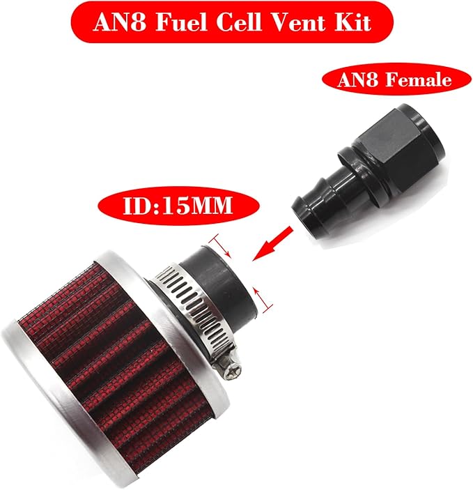 Fuel Cell Breather/Vent -8 AN Female Fitting with Filter Rebuild Kit