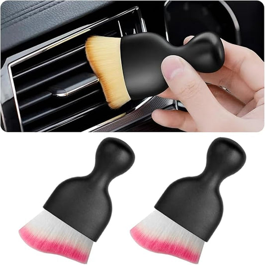 Blilo 2PCS Car Interior Detailing Brush with Dust Cover, Auto Soft Hair Cleaning Brushes, Scratch Free Curved Dirt Collectors, for Vehicle Dashboard Air Conditioner Vents Leather (White/Red/2PCS)
