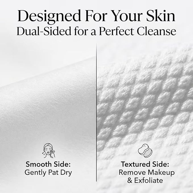 ForPro Disposable Face Towels for Sensitive Skin, XL Dry Wipes Makeup Remover, Ultra Soft Lint-Free Viscose Face Cloths, Chemical-Free Biodegradable Facial Towelettes, Vegan & Cruelty-Free, 50-Count