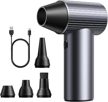 300000RPM Upgraded Metal Electric Air Duster - Jet Dry Mini Blower with 3 Adjustable Speeds - Rechargeable Cordless Air 