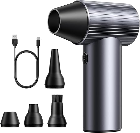 300000RPM Upgraded Metal Electric Air Duster - Jet Dry Mini Blower with 3 Adjustable Speeds - Rechargeable Cordless Air 