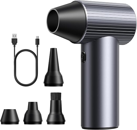 300000RPM Upgraded Metal Electric Air Duster - Jet Dry Mini Blower with 3 Adjustable Speeds - Rechargeable Cordless Air 