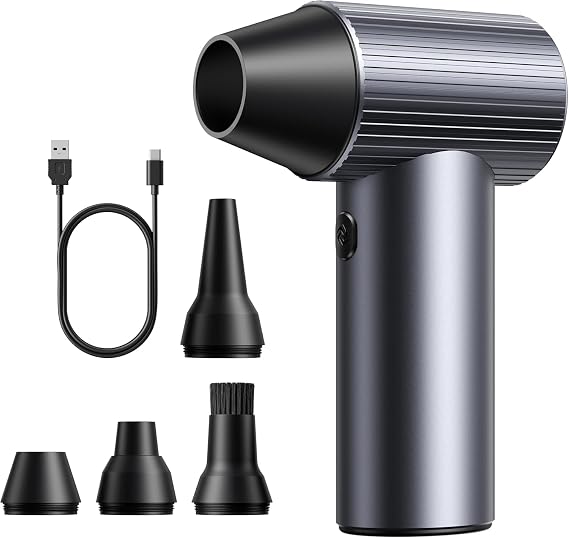 300000RPM Upgraded Metal Electric Air Duster - Jet Dry Mini Blower with 3 Adjustable Speeds - Rechargeable Cordless Air 