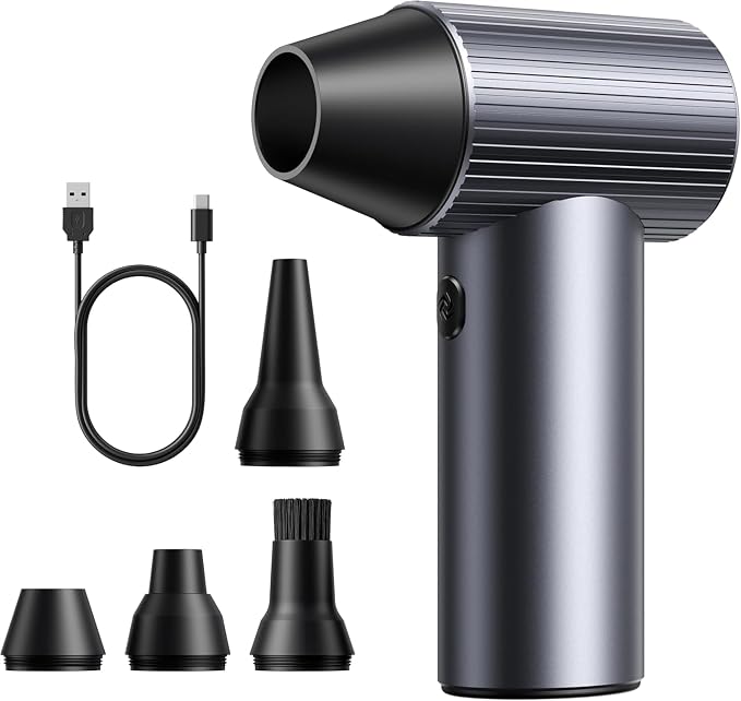 300000RPM Upgraded Metal Electric Air Duster - Jet Dry Mini Blower with 3 Adjustable Speeds - Rechargeable Cordless Air 