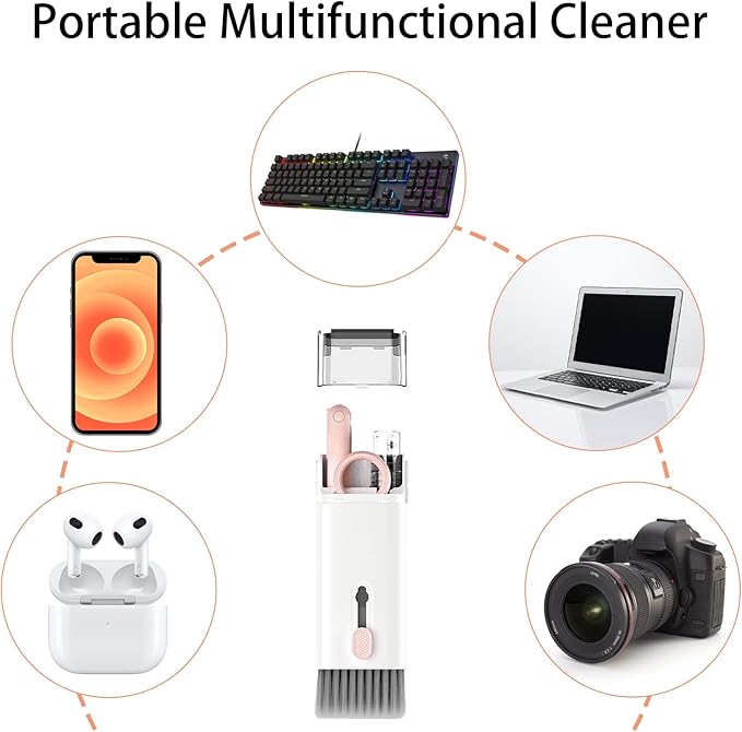 7 in 1 Electronic Cleaner kit - Keyboard Cleaner, Keyboard Cleaning Kit, Laptop Cleaner with Brush, Electronic Cleaner for Laptop/Phone/Computer/Screen (Give Away a Flannel Cloth) Pink