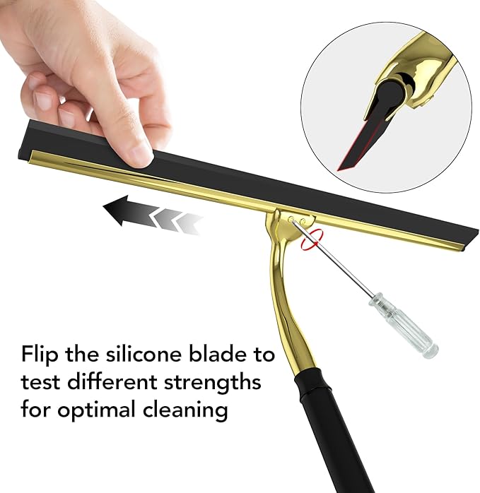 Shower Squeegee with Long Handle, 15-51" Telescopic Squeegee for Window Cleaning, Window Squeegee for Glass Doors, Extendable Window Cleaner Tool for Tile Walls, Sliding Door, Floor, Car Windshield-GD