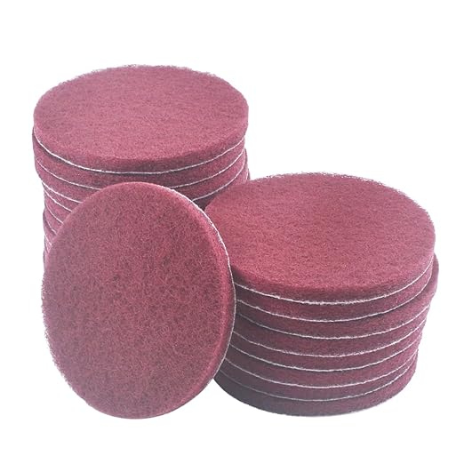 4 Inch 400 Grit Drill Brush Scrubber Scouring Pads, 20 Pcs Hook & Loop Power Scrubber Scour Pad for Rotary Tools, Random Orbital Sander (Red)