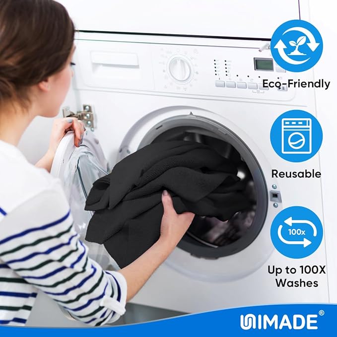 UNIMADE Microfiber Cleaning Cloth, 10 Pack Reusable Microfiber Towels for Cars Lint Free Cleaning Shop Towel Rags for Home Kitchen Automotive Bar Mechanic Restaurant Garage, 11.5"x 11.5", Black
