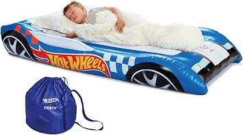 FUNBOY & Hot Wheels Car Twin Inflatable Air Mattress for Kids, Blow Up Bed