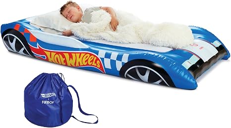 FUNBOY & Hot Wheels Car Twin Inflatable Air Mattress for Kids, Blow Up Bed