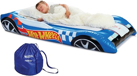 FUNBOY & Hot Wheels Car Twin Inflatable Air Mattress for Kids, Blow Up Bed