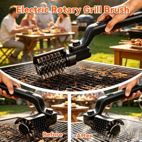 Grill Brush, Electric BBQ Grill Cleaner with 3-Speed Motor