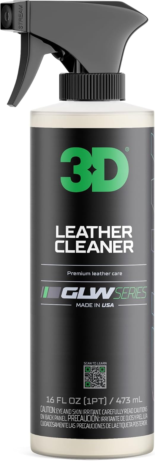 3D Leather Cleaner for Car, GLW Series | Ultimate Deep Cleaning | Removes Dirt, Grease, Body Oils | DIY Car Detailing | 