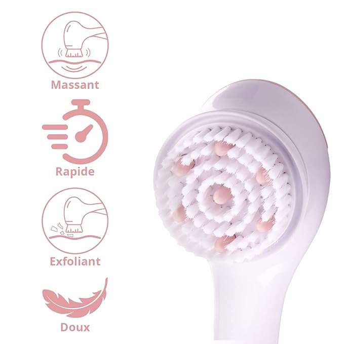 Finishing Touch Flawless Cleanse Spa, Electric Body Brush- with 3 Multi-Purpose Cleansing Heads for a Full Body Spa Experience