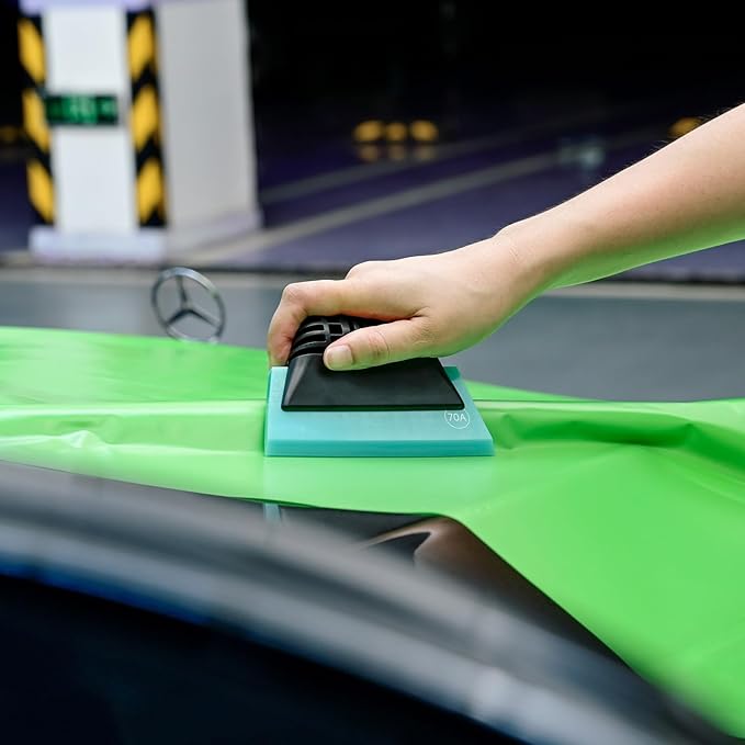 FOSHIO Blue Small Squeegee, Non-Slip Handle Rubber PPF Squeegee for Window Cleaning, Shower Glass Door, Car Windshield, Vinyl