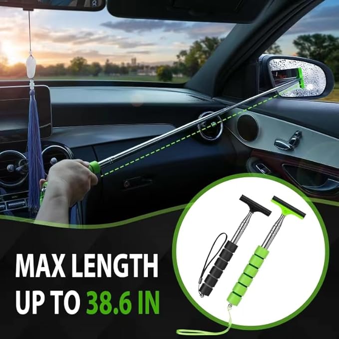 Side Mirror Squeegee, 2 PCS Car Mirror Squeegee, Retractable Car Rearview Mirror Wiper for All Vehicles, Universal Automotive Accessories