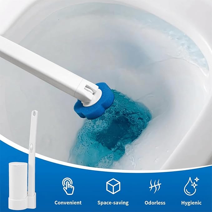 Disposable Toilet Brush with 24 Refills,Toilet Cleaning Supplies,Toilet Wand Brush Starter Kit,Wall Mounted Toilet Bowl Cleaner Brush with Holder for Bathroom Cleaning & Hygiene (White Starter Kit)