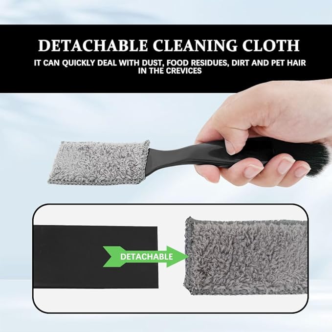 Universal 2 in 1 Duster for Car Clean, Car Vent Cleaner, Double Head Brush, Car Cleaning Accessories Interior Washing Brush Fit for Vehicle Dashboard Screen, Air Conditioning, Computer (Black)