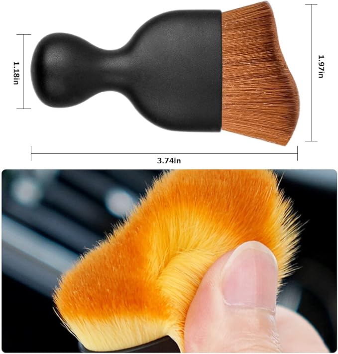 Blilo Car Interior Detailing Brush, Auto Soft Hair Cleaning Brushes, Curved Dirt Dust Collectors, Removal Tool for Dashboard Air Conditioner Vents Leather, Scratch Free (Dark Brown/1PCS)