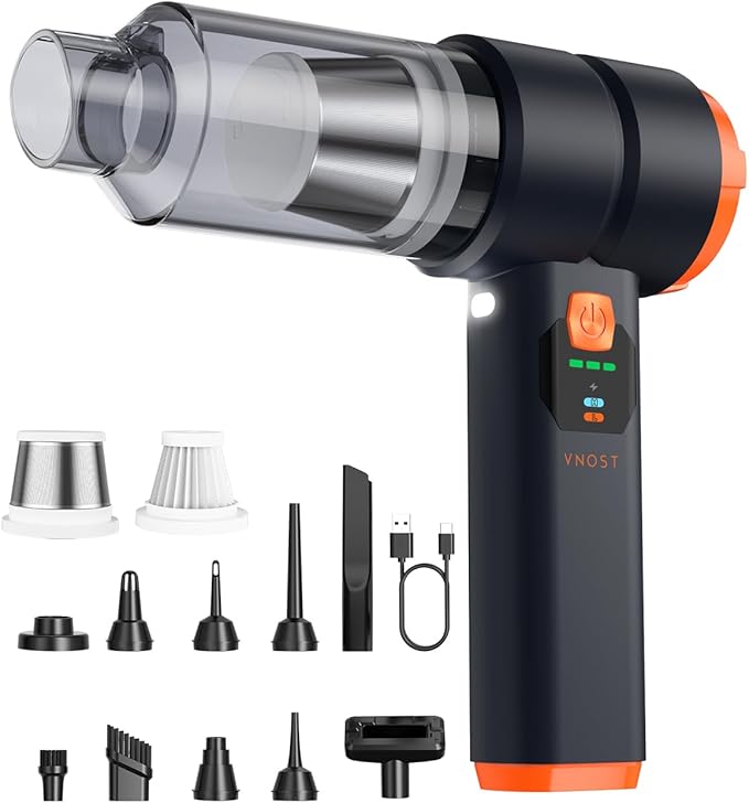 Portable Cordless Car Vacuum,4-in-1 Handheld Cordless Vacuum with 30000Pa Suction, 130000 RPM,6800mAh Battery,10 Nozzles,Rubber Paint Material for Car,Home,Birthday Gifts for Men Dad Husband(Black)