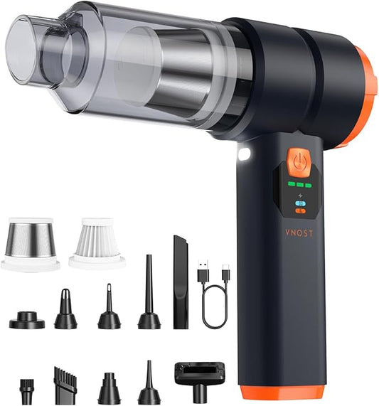 Portable Cordless Car Vacuum,4-in-1 Handheld Cordless Vacuum with 30000Pa Suction, 130000 RPM,6800mAh Battery,10 Nozzles,Rubber Paint Material for Car,Home,Birthday Gifts for Men Dad Husband(Black)
