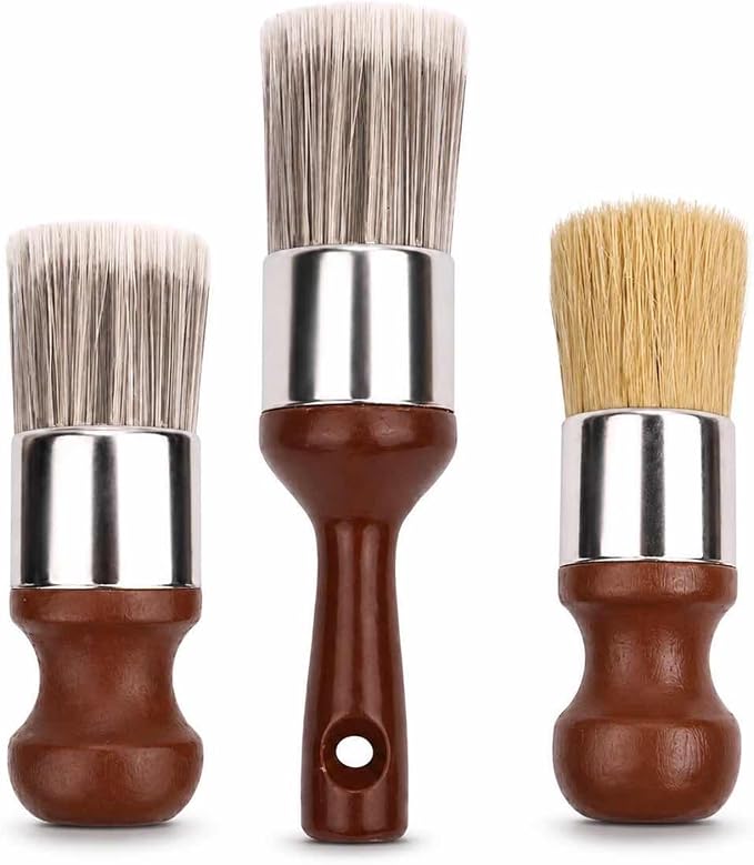 Horse Hair Leather Brush Set, 3-Pack with Long and Short Handles, Soft Bristles for Furniture, Car Seats, Jackets, Silve