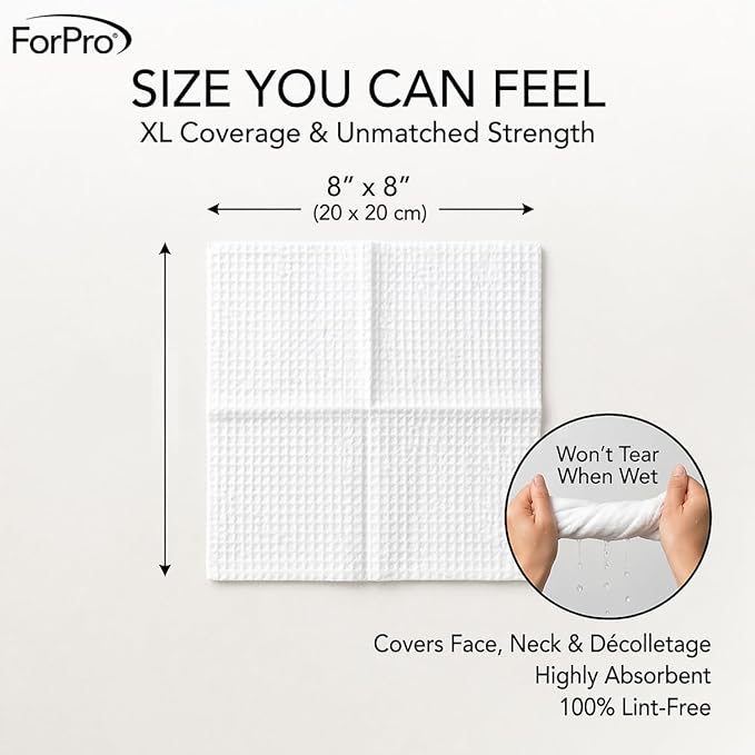 ForPro Travel Size Disposable Face Towels, 8"x8" Compact Dry Wipes Bulk Pack, Ultra Soft Lint-Free Viscose Makeup Remover Pads for Sensitive Skin, Biodegradable, Vegan, 600-Count