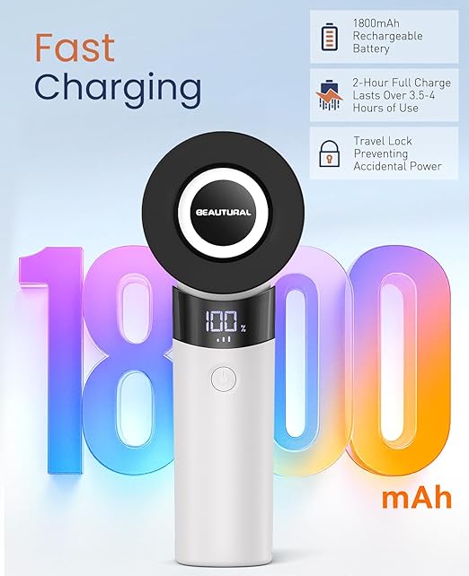 BEAUTURAL Fabric Shaver and Lint Remover, Rechargeable Electric Sweater Shaver with 3 Speeds, 6 Leaf Blades and LED Display, Portable Pilling Remover for Clothes, Furniture, Blankets, White