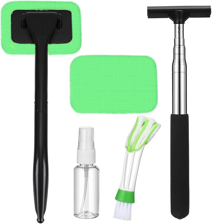 Car Window Cleaner Windshield Cleaning Tool Kit with 1 Rearview Mirror Wiper 1 Windshield Cleaning Brush 1 Opening for V