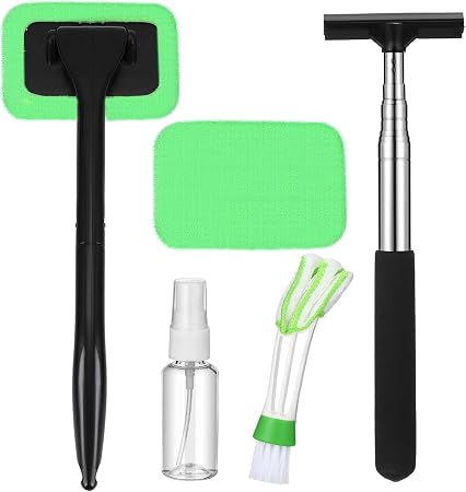 Car Window Cleaner Windshield Cleaning Tool Kit with 1 Rearview Mirror Wiper 1 Windshield Cleaning Brush 1 Opening for V