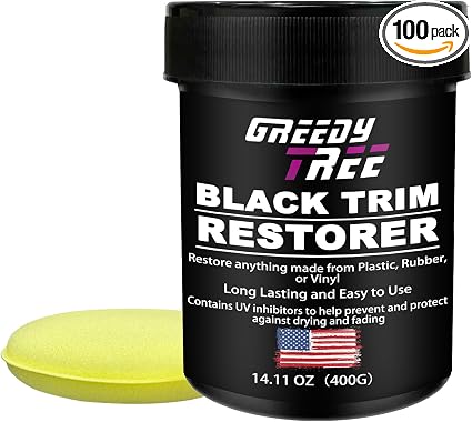 Black Trim Restorer - Plastic, Vinyl & Rubber Repair Kit with UV Protection, Long-Lasting Formula for Car Tires, Bumpers