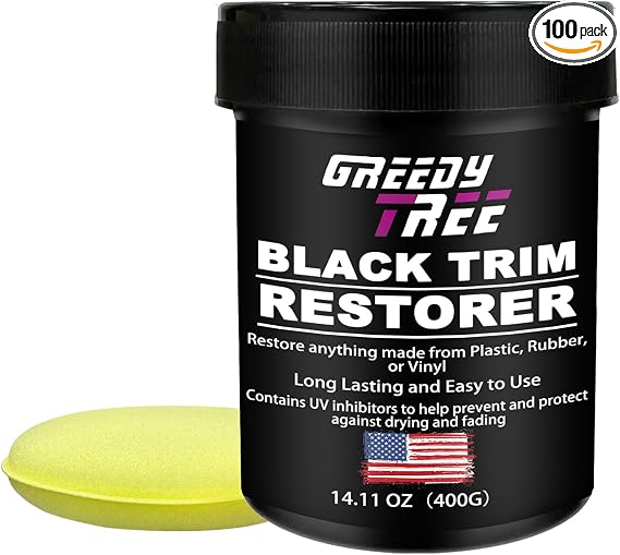 Black Trim Restorer - Plastic, Vinyl & Rubber Repair Kit with UV Protection, Long-Lasting Formula for Car Tires, Bumpers