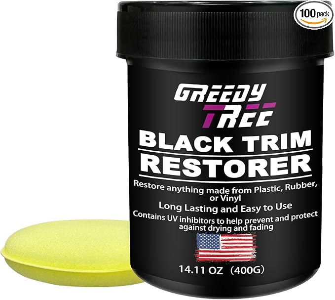 Black Trim Restorer - Plastic, Vinyl & Rubber Repair Kit with UV Protection, Long-Lasting Formula for Car Tires, Bumpers