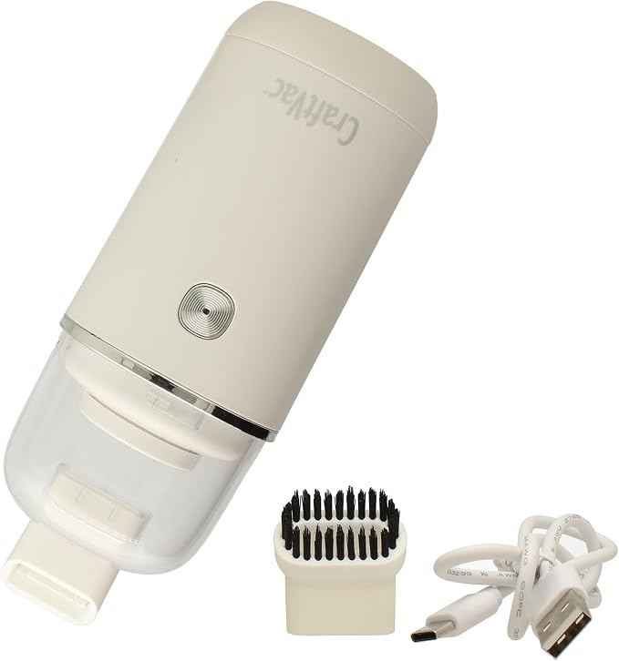 The Beadsmith CraftVac – Rechargeable Mini Vacuum – Basic Elements – Quiet 1 Button Operation – 2 Suction Levels – 2 Noz