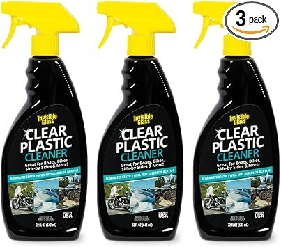 Invisible Glass 92084-3PK Clear Plastic Cleaner for Cars, Motorcycles, RVs, Boats, Helmet Visors, Golf Carts, Acrylic an