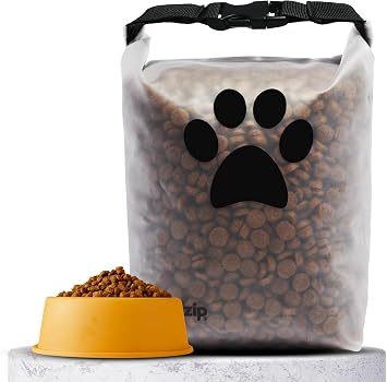 (re) zip Pet Food Storage Bag & Kibble Carrier, 14-Cup Roll Top, Black