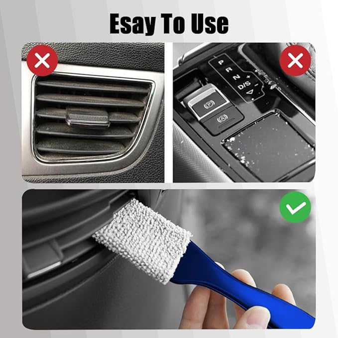 Double Head Brush for Car Clean, Cleaning Brush, Soft Car Detailing Brush, Universal Car Air Vent Cleaner Car Interior Accessories Fit for Cleaning Panels, Air Vent, Leather, Computer (Blue)
